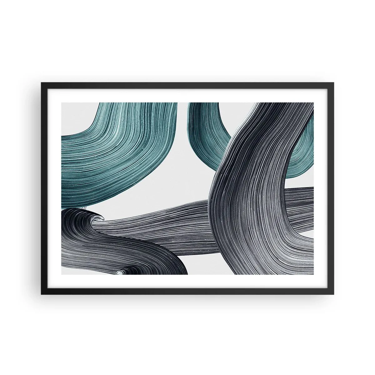 Affisch i svart ram - Smaragd och svarta spår - 70x50 cm