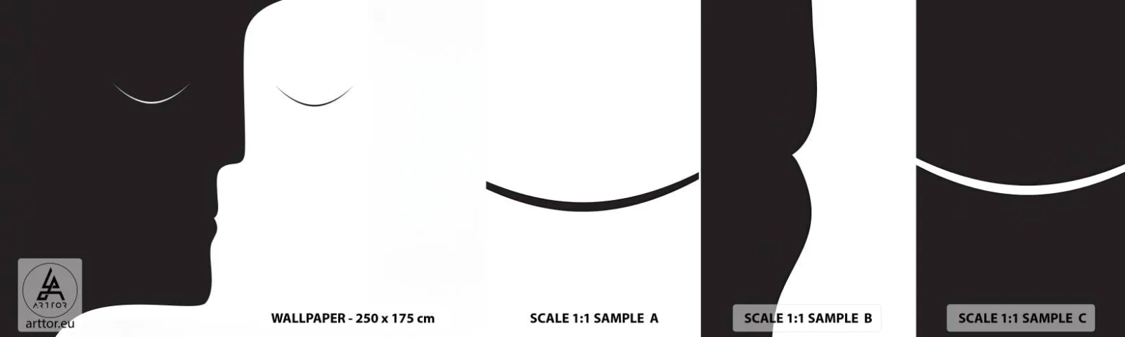 Provbit av självhäftande fototapet Deluxe Sticker - Motsatsernas enhet - människor, Par, Bit - 100x30 cm