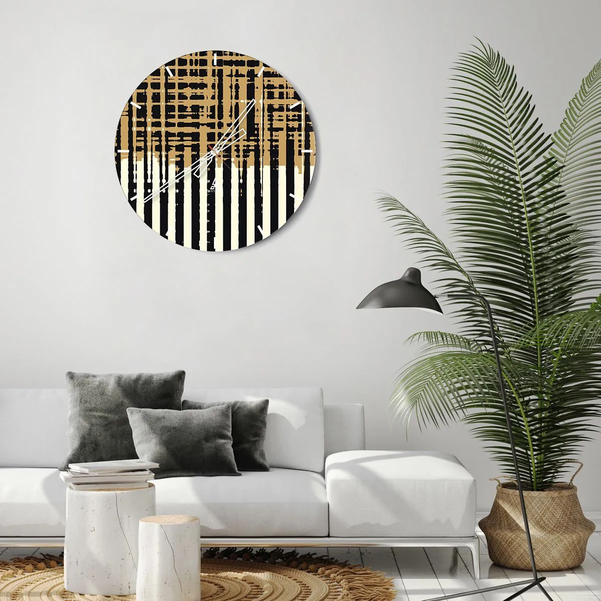 Väggklocka - Klocka på glas - Arkitektonisk abstraktion - 40x40 cm