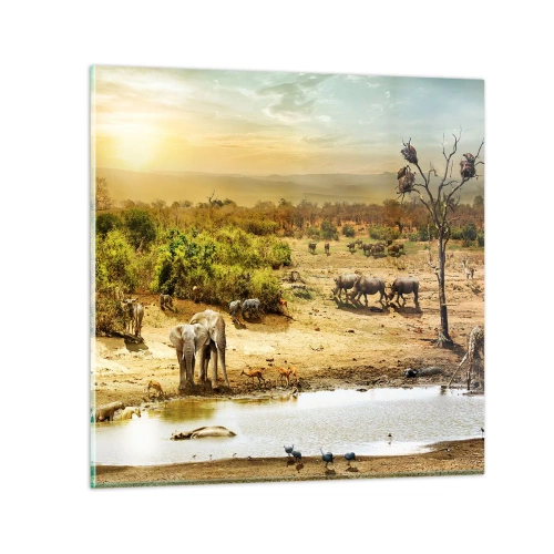 Glastavla - Bild på glas - "Det mynnade en flod från Eden…" - 50x50 cm