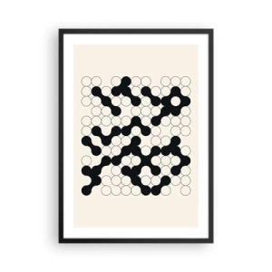 Affisch i svart ram - Geometrisk komposition av svarta och vita cirklar - 50x70cm - Kinesiskt spel - variation - Modern väggdekoration för vardagsrum och sovrum ARTTOR