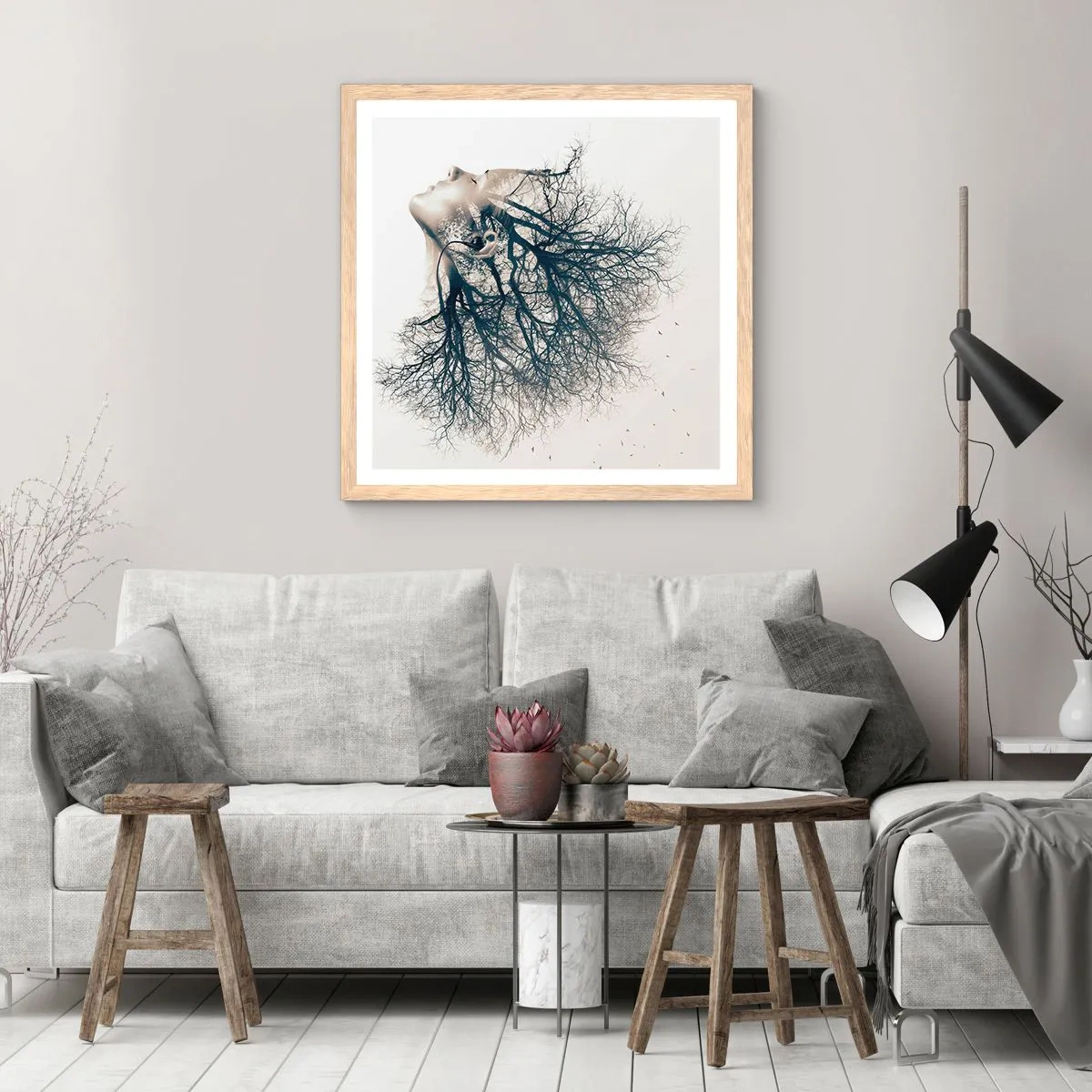 Affisch i ram av ljusek - Lyssnar på trädens viskningar - 40x40 cm