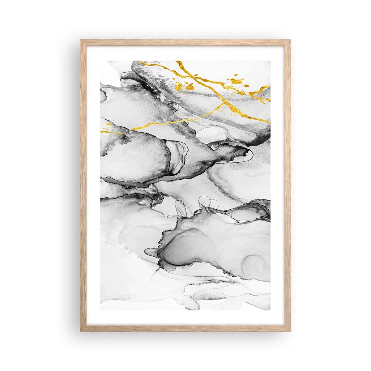 Affisch i ram av ljusek - Komposition med guldmotiv - 50x70 cm