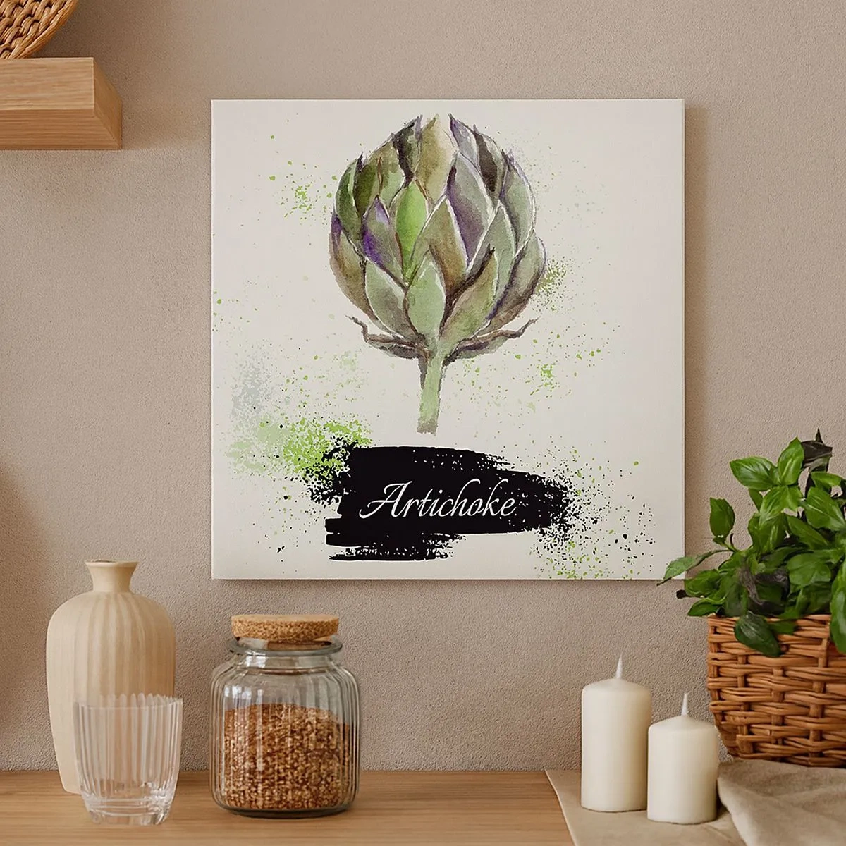 Canvastavla - Bild på duk - Eviva grönsaker! - 30x30 cm