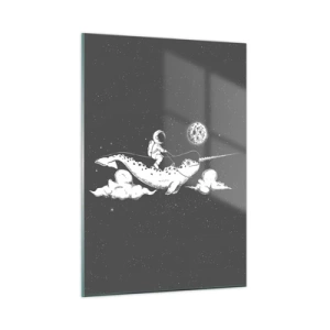 Glastavla - Bild på glas - Rymdryttare - 50x70 cm