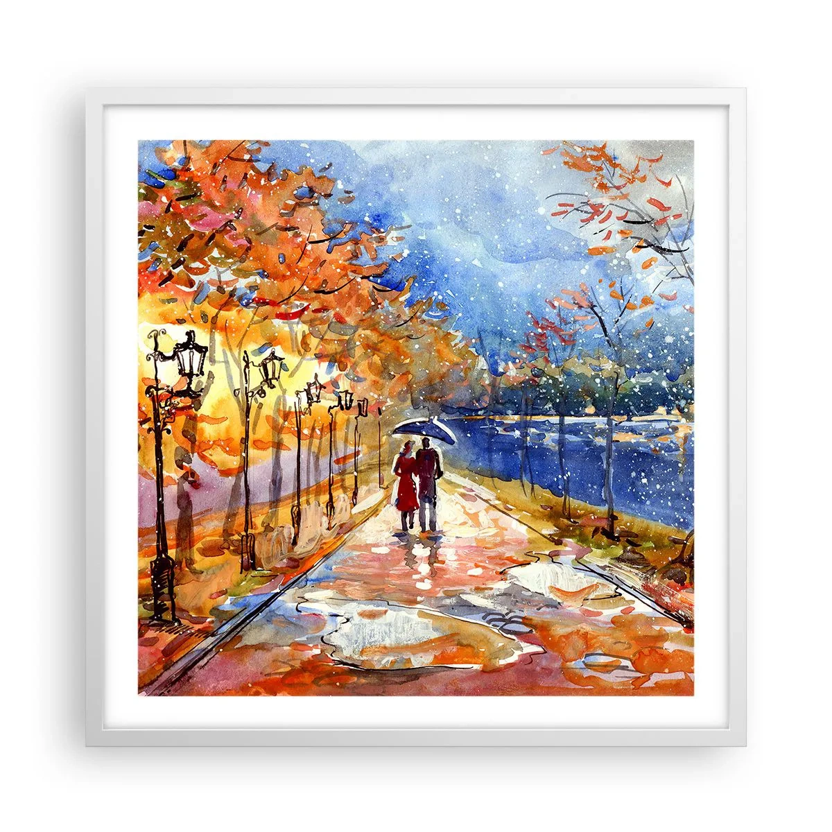 Affisch i vit ram - Tillsammans mot tidens gräns - 60x60 cm