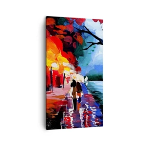Canvastavla - Bild på duk - Brinnande höst i parken - 45x80 cm