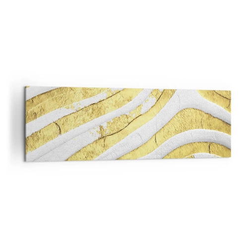 Canvastavla - Bild på duk - Komposition i vitt och guld - 160x50 cm