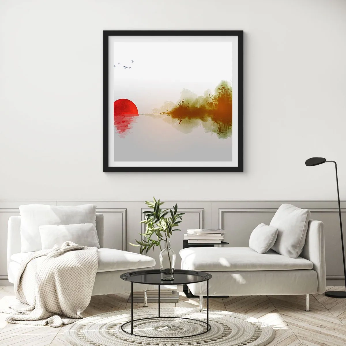 Affisch i svart ram - Ett löfte om lugn - 40x40 cm