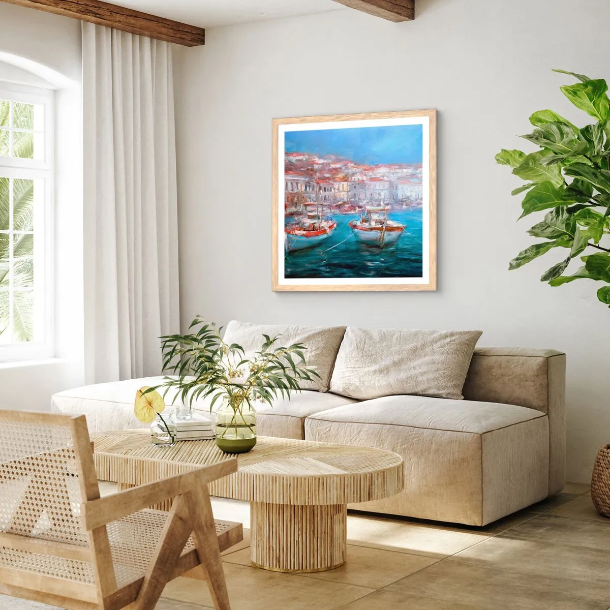Affisch i ram av ljusek - Italiensk vik - 30x30 cm