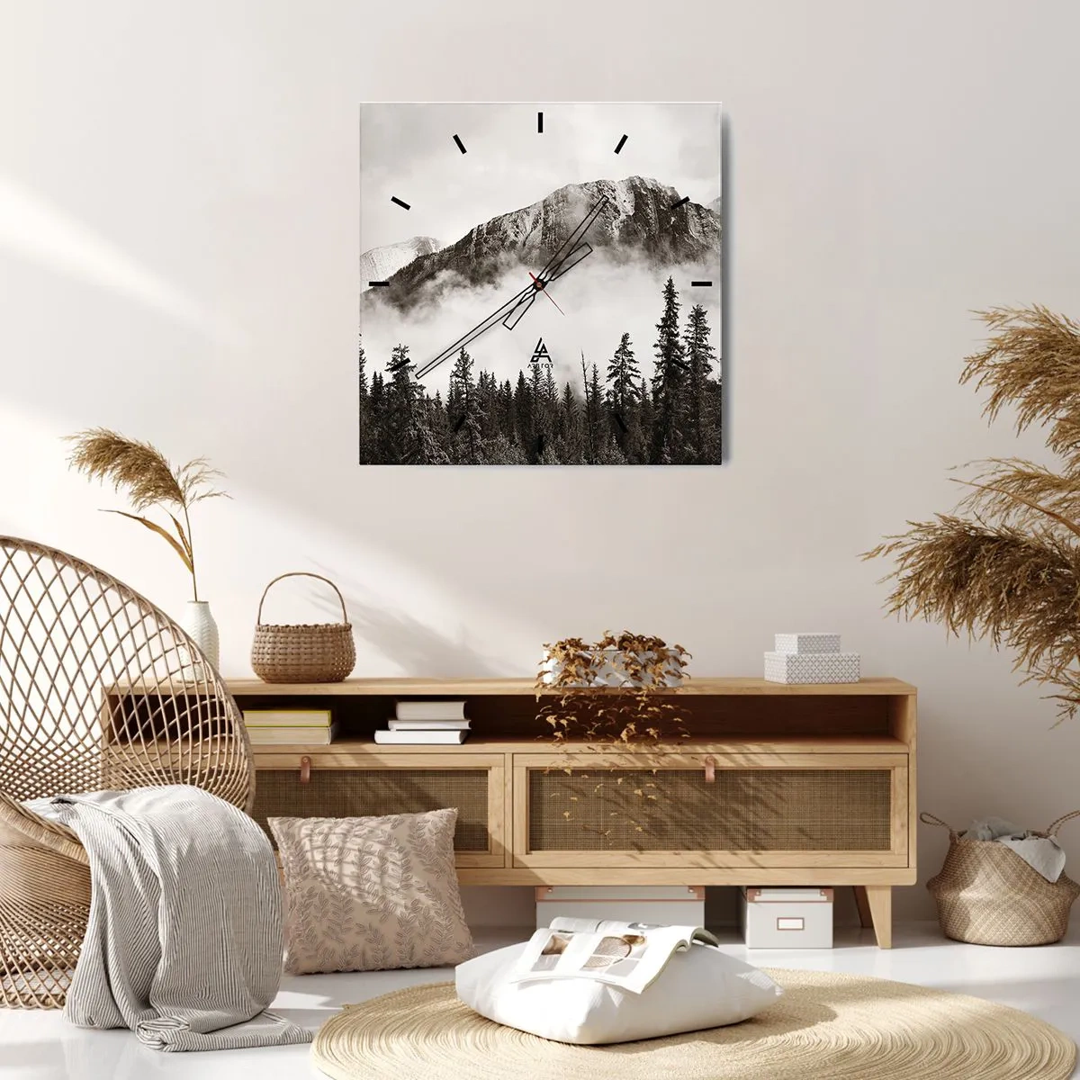 Väggklocka - Klocka på glas - Granithärskare - 30x30 cm