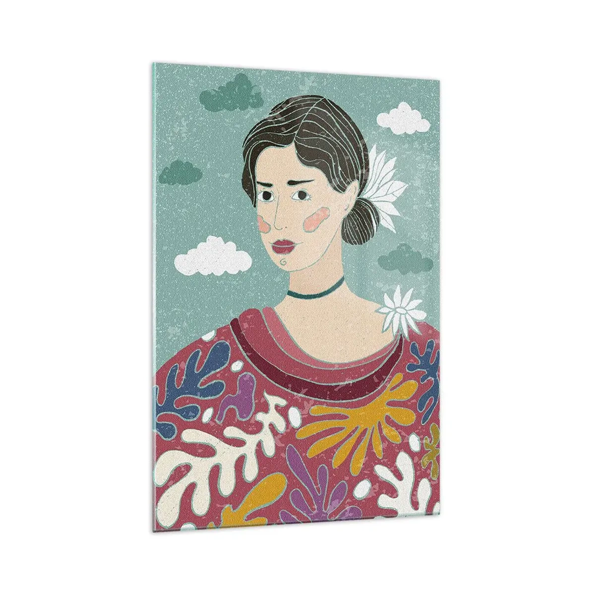 Glastavla - Bild på glas - Med melankoli i blicken - 70x100 cm