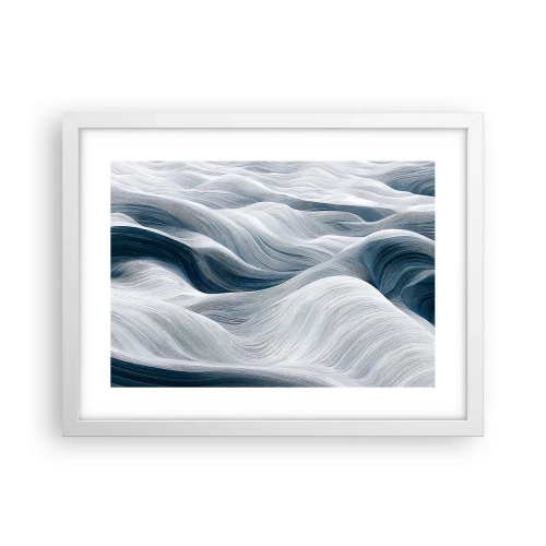 Affisch i vit ram - Vitblåa vågor - 40x30 cm