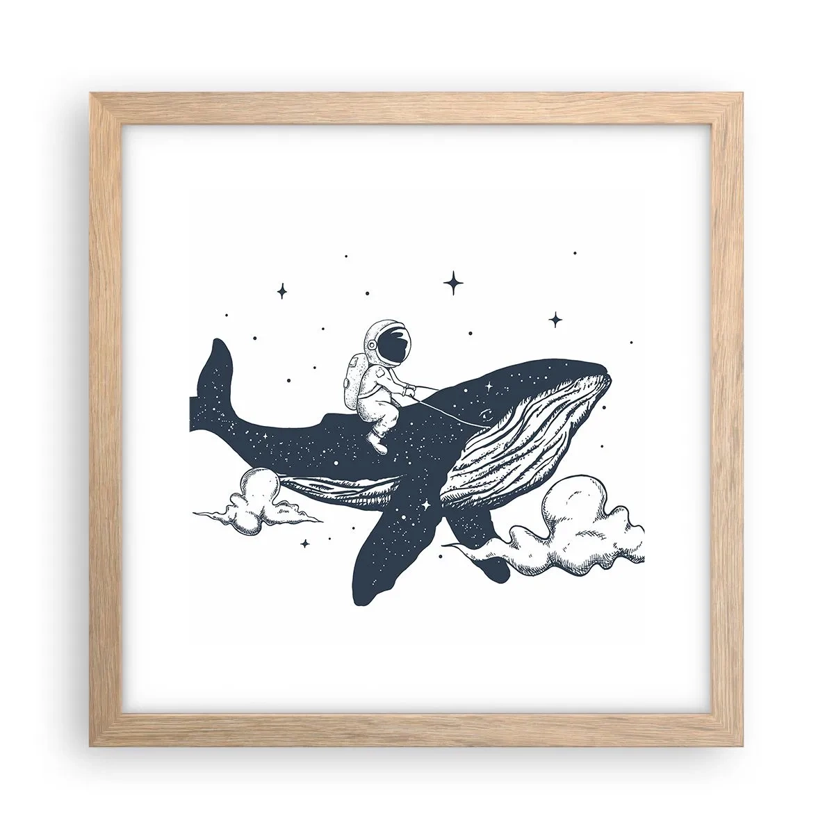 Affisch i ram av ljusek - Rymdäventyr - 30x30 cm