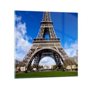 Glastavla - Bild på glas - Hela Paris vid dess fötter - 60x60 cm