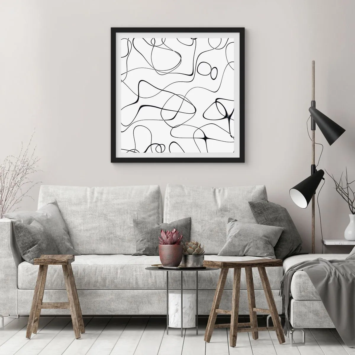 Affisch i svart ram - Livets stigar, ödets tur - 50x50 cm