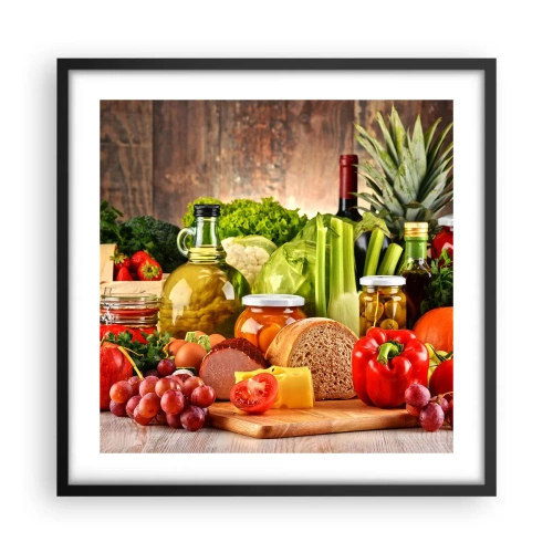 Affisch i svart ram - Rökt, ugnstekt, marinerad - 50x50 cm