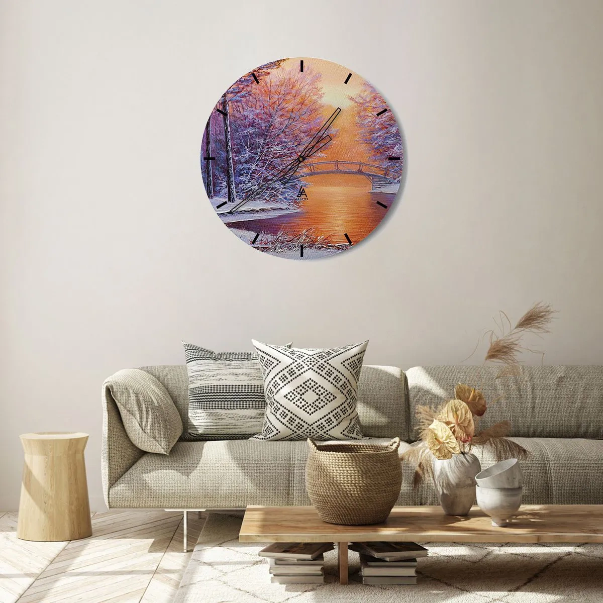 Väggklocka - Klocka på glas - Låt oss mötas här - 40x40 cm