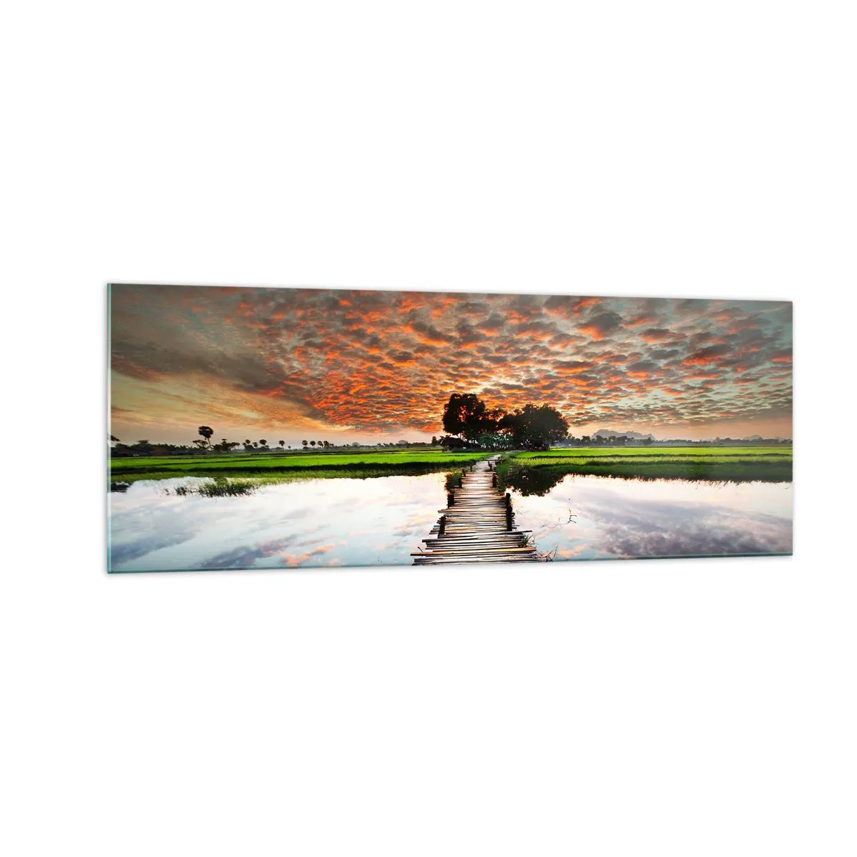 Glastavla - Bild på glas - Fäll ut armarna - andas  - 140x50 cm