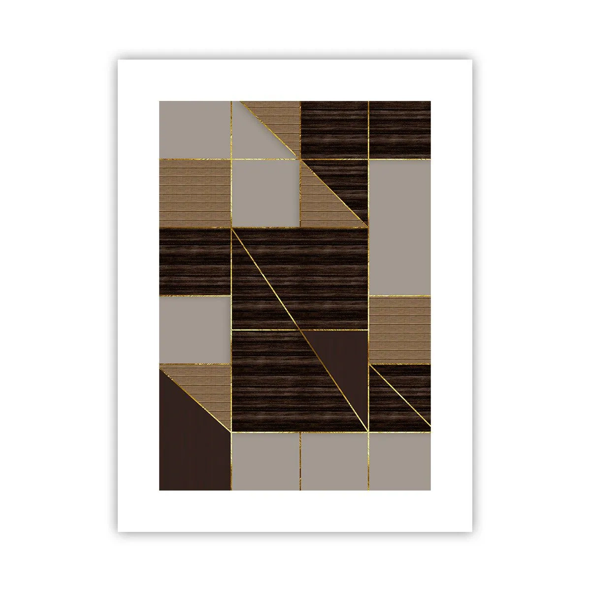 Affisch - Mosaik av brun och guld - 30x40 cm
