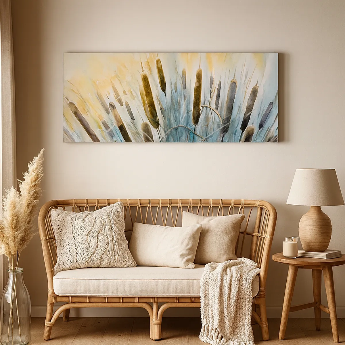 Canvastavla - Bild på duk - Vattnets kyla, solens hetta - 30x30 cm