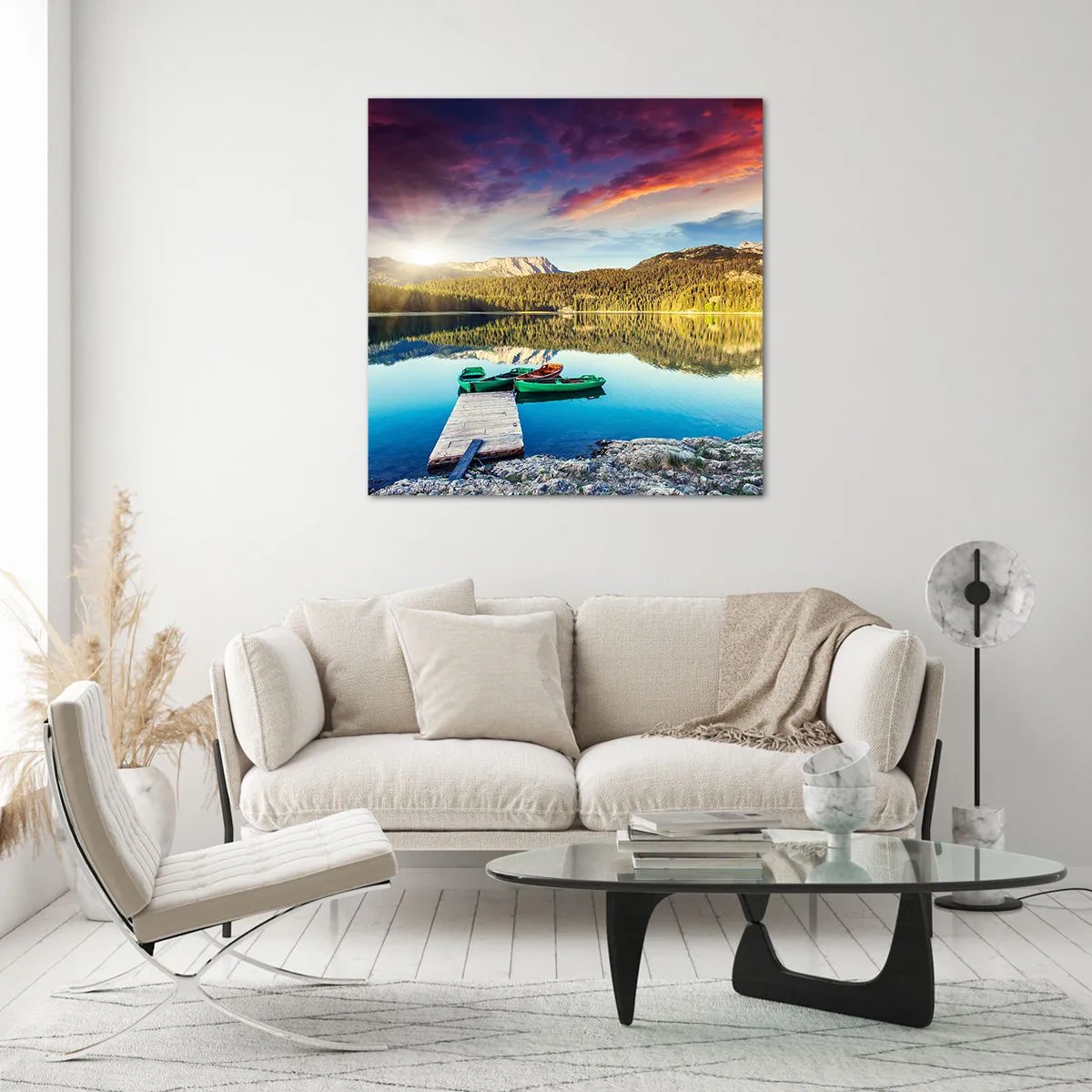 Glastavla - Bild på glas - Vid spegelklart vatten - 70x70 cm