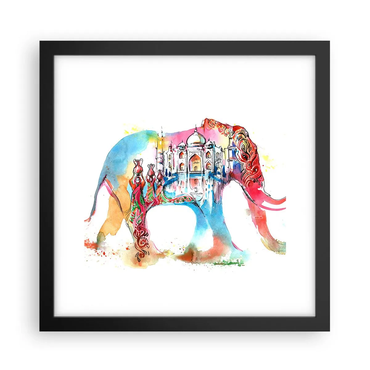 Affisch i svart ram - Indien - kärlekens aura - 30x30 cm