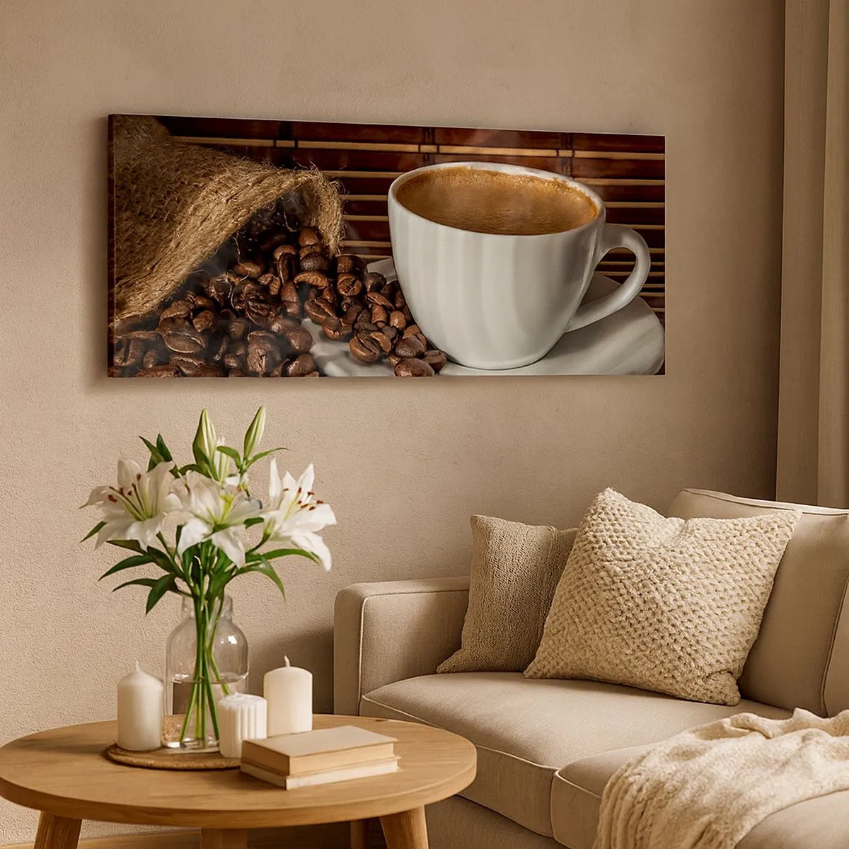 Canvastavla - Bild på duk - Kolets svärta, bärnstenens transparens - 100x40 cm