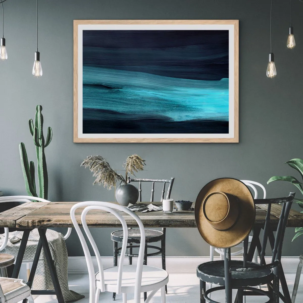 Affisch i ram av ljusek - Flyt med strömmen - 91x61 cm