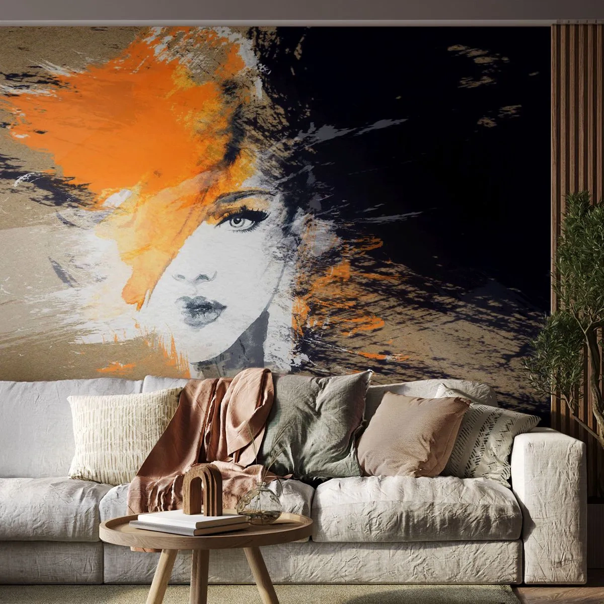 Självhäftande Fototapet Deluxe Sticker - Och så blir det ljus - Abstraktion, Kvinnans ansikte, Kvinna - 250x175 cm