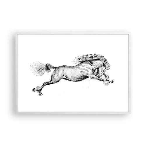 Affisch i vit ram - Fångad i galopplopp - 100x70 cm