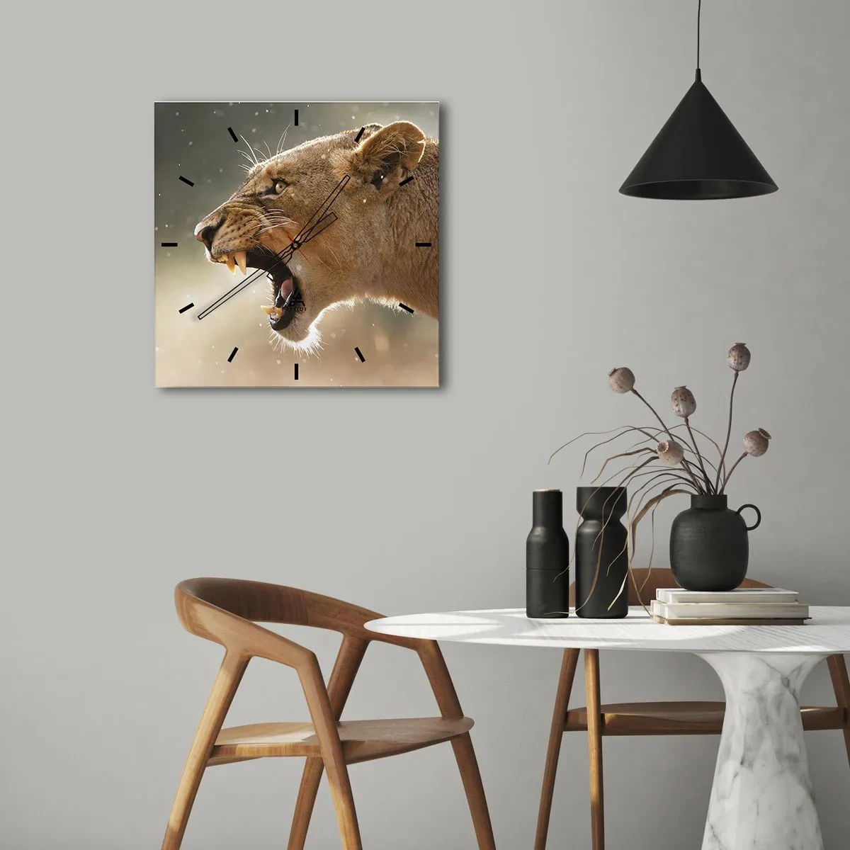 Väggklocka - Klocka på glas - Försök att inte lyssna - 40x40 cm