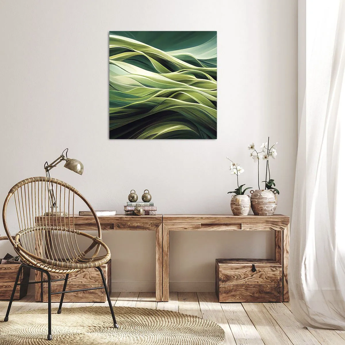 Canvastavla - Bild på duk - Ett abstrakt spel med grönt - 40x40 cm