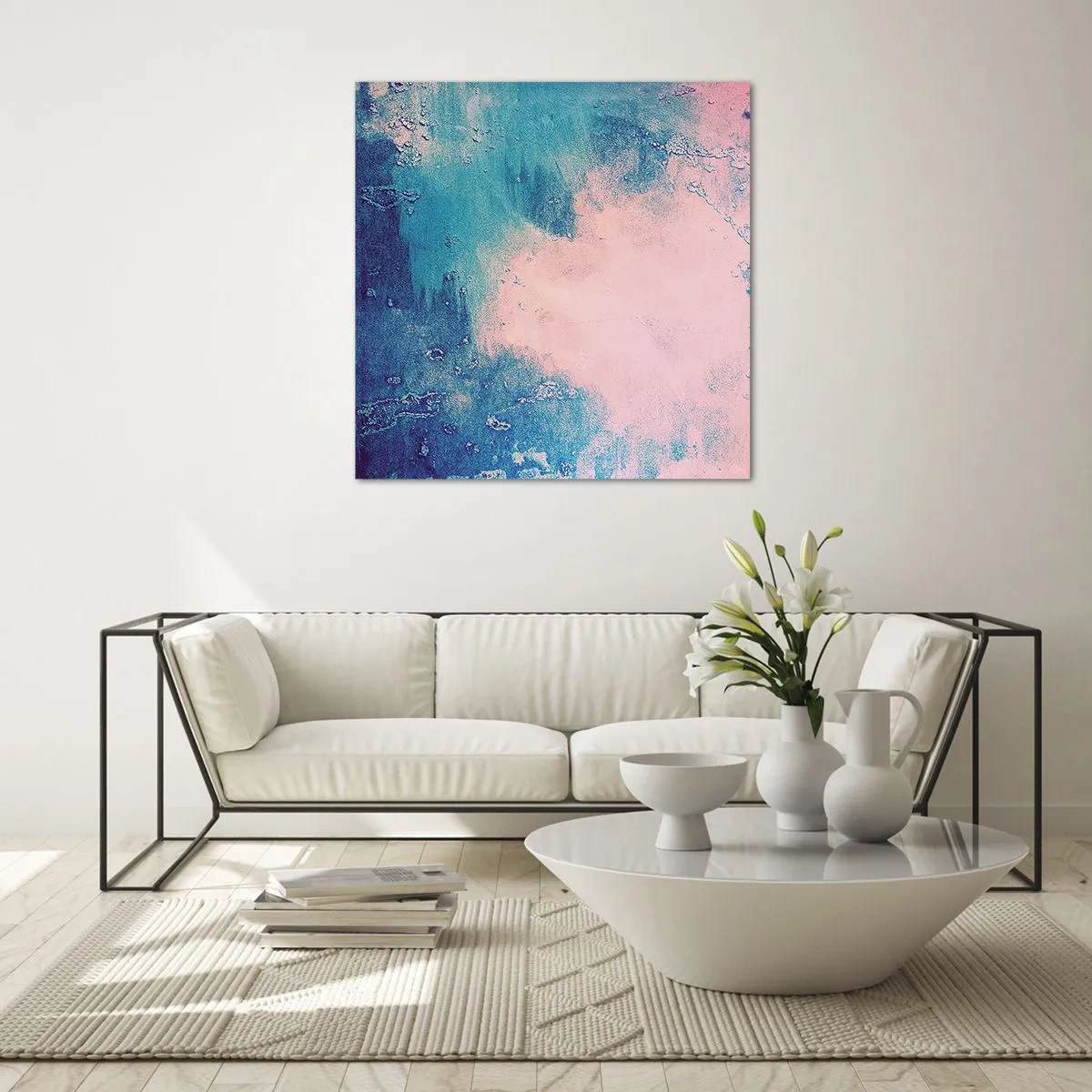 Glastavla - Bild på glas - Blåa famnar - 30x30 cm