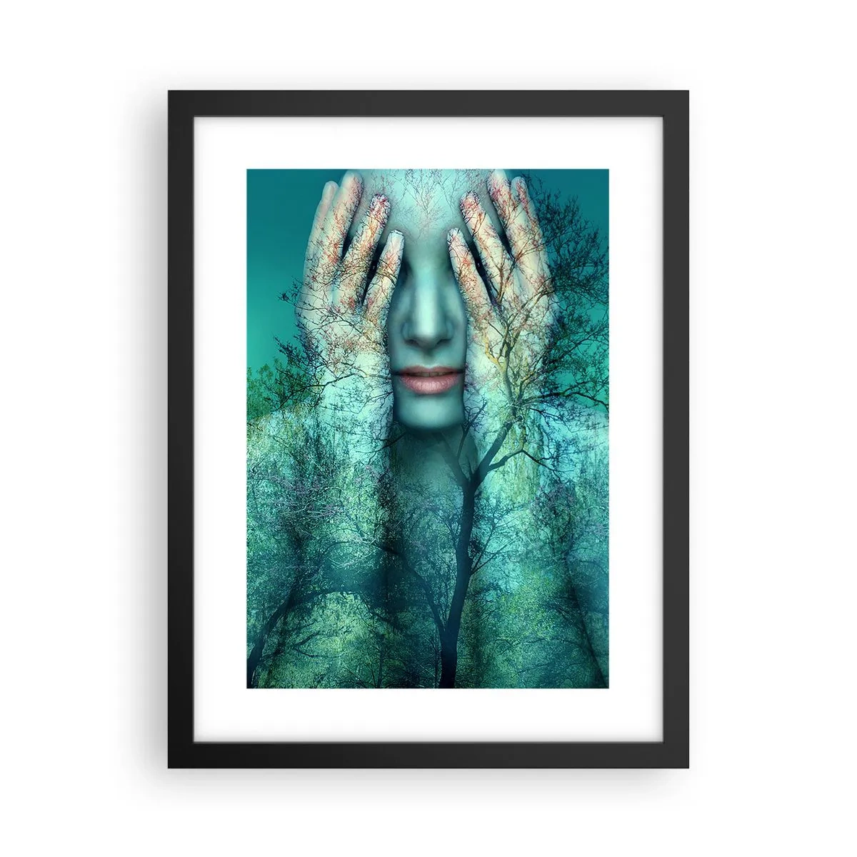 Affisch i svart ram - Doppad i blått - 30x40 cm