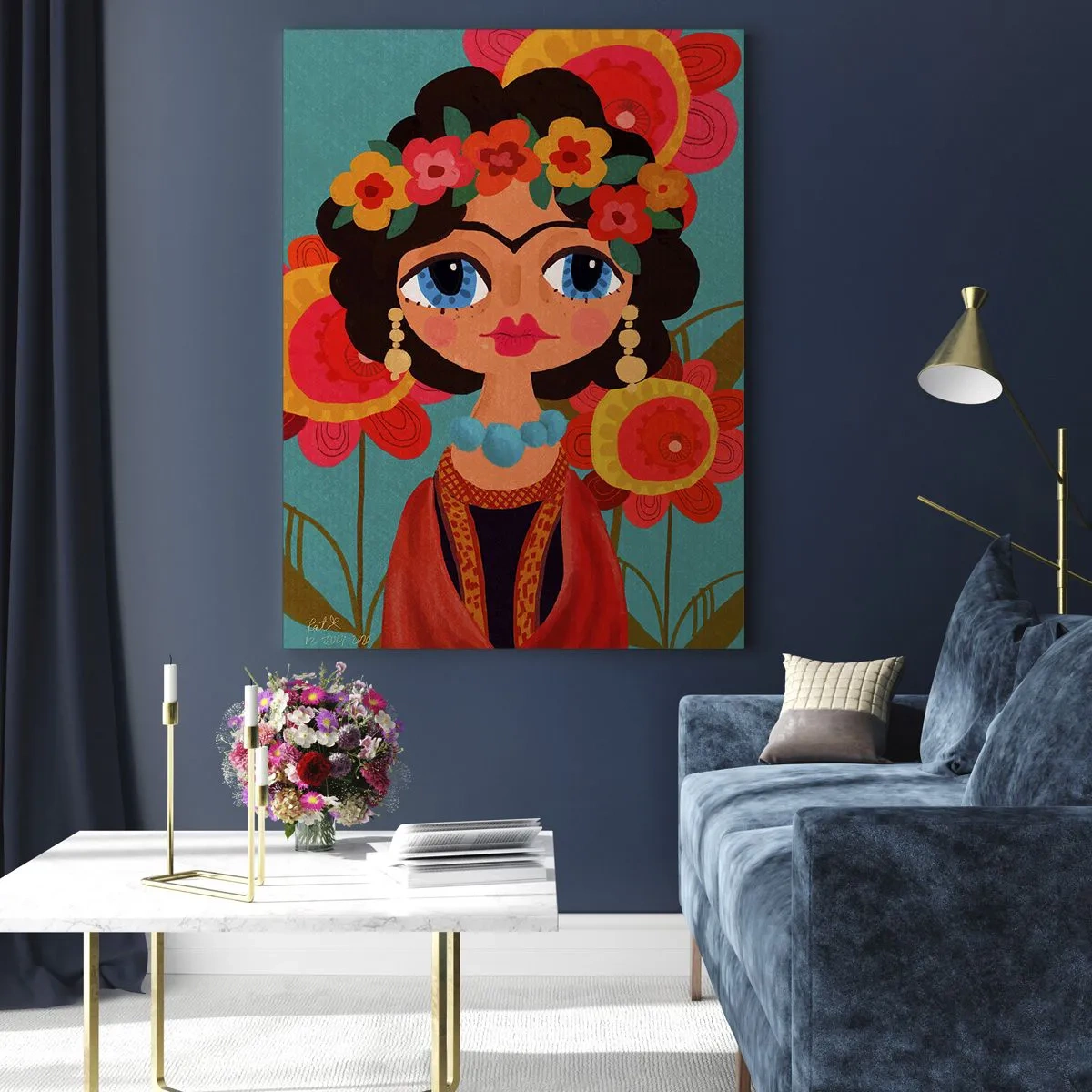 Glastavla - Bild på glas - Vallmojungfru - 50x70 cm