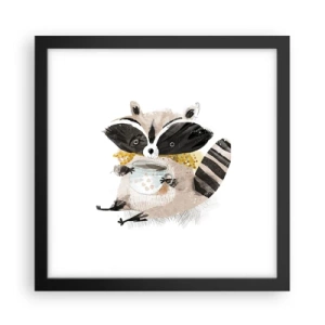 Affisch i svart ram - Min vän tvättbjörn - 30x30 cm