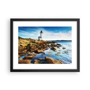 Affisch i svart ram - Kom lyckligt tillbaka, jag väntar - 40x30 cm