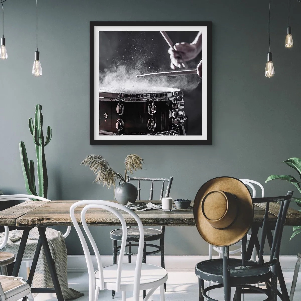 Affisch i svart ram - Musikens puls - 60x60 cm