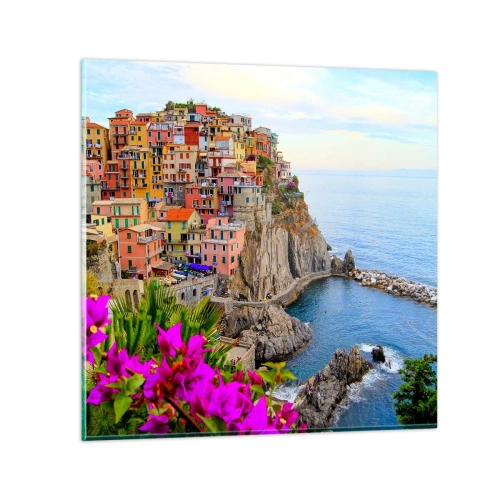 Glastavla - Bild på glas - Skrattande stad - 70x70 cm