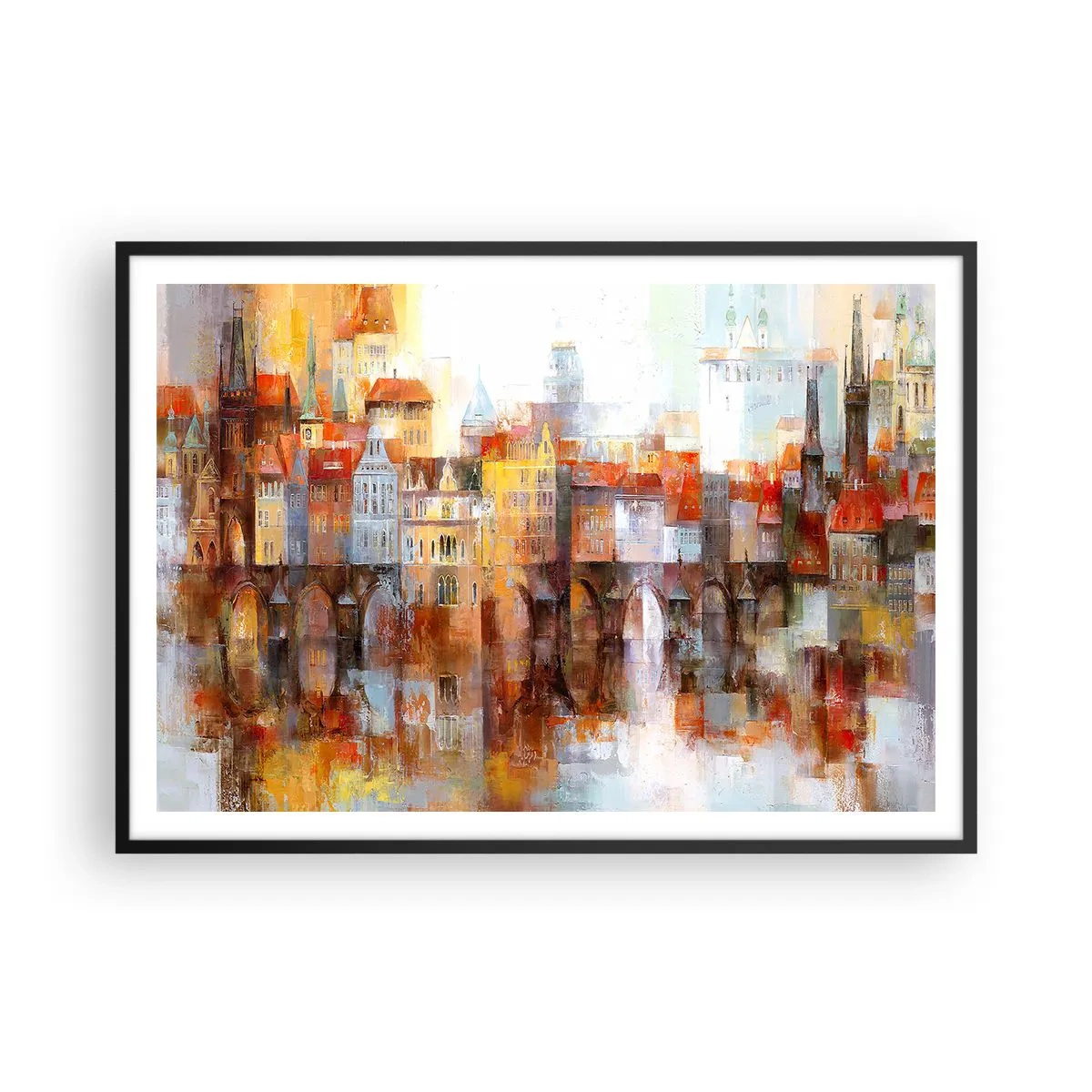 Affisch i svart ram - Vackert under bron - 100x70 cm