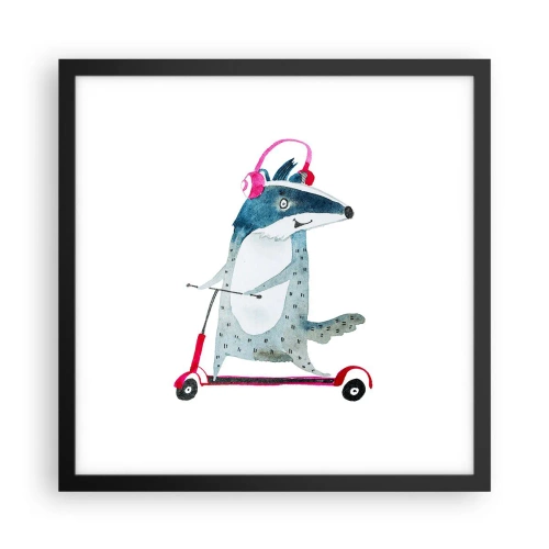 Affisch i svart ram - Grävlingens glädje - 40x40 cm