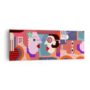 Canvastavla - Bild på duk - Öga mot öga  - 140x50 cm