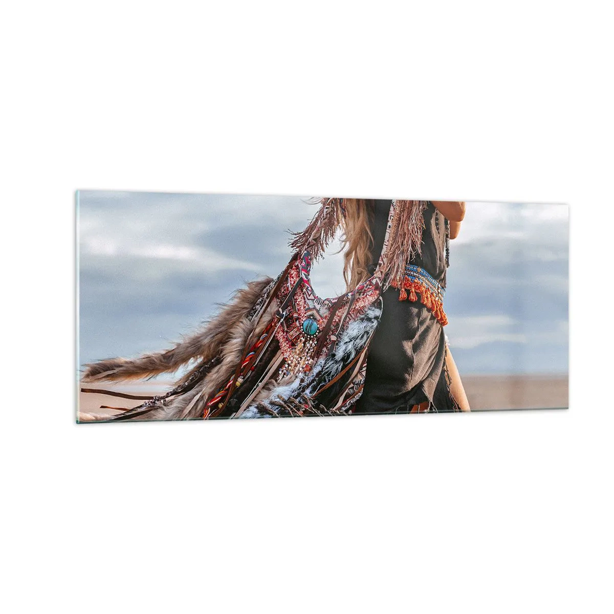 Glastavla - Bild på glas - Shamanens flicka - 100x40 cm