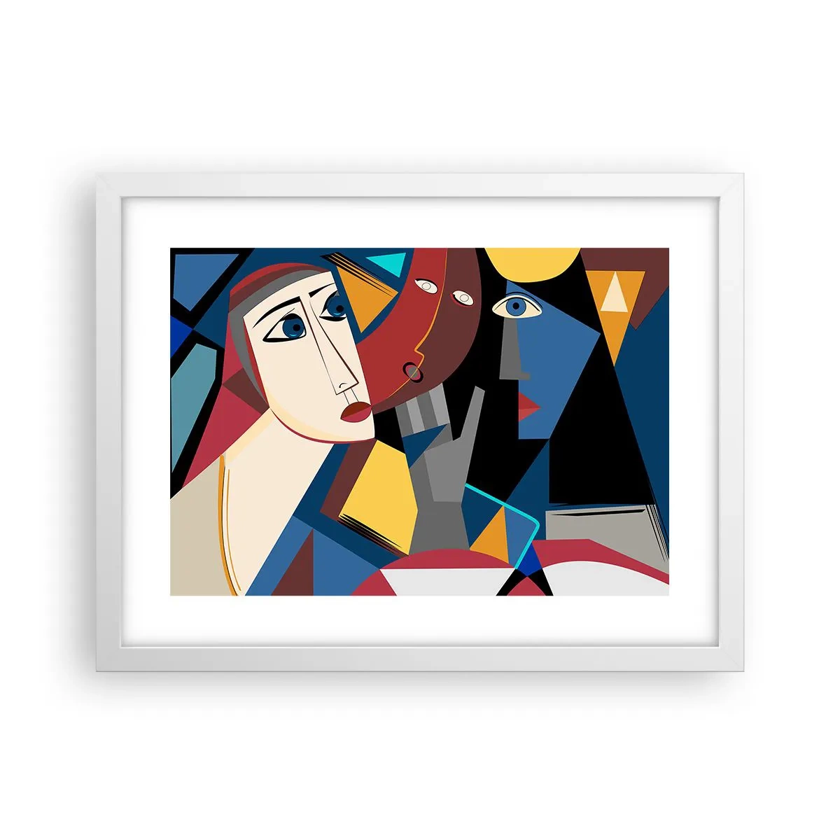 Affisch i vit ram - Kubistiskt samtal - 40x30 cm