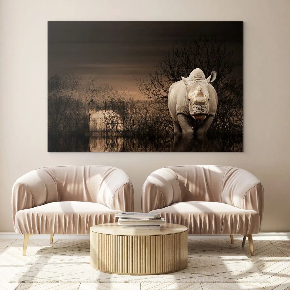 Glastavla - Bild på glas - Vit mot naturen - 100x70 cm