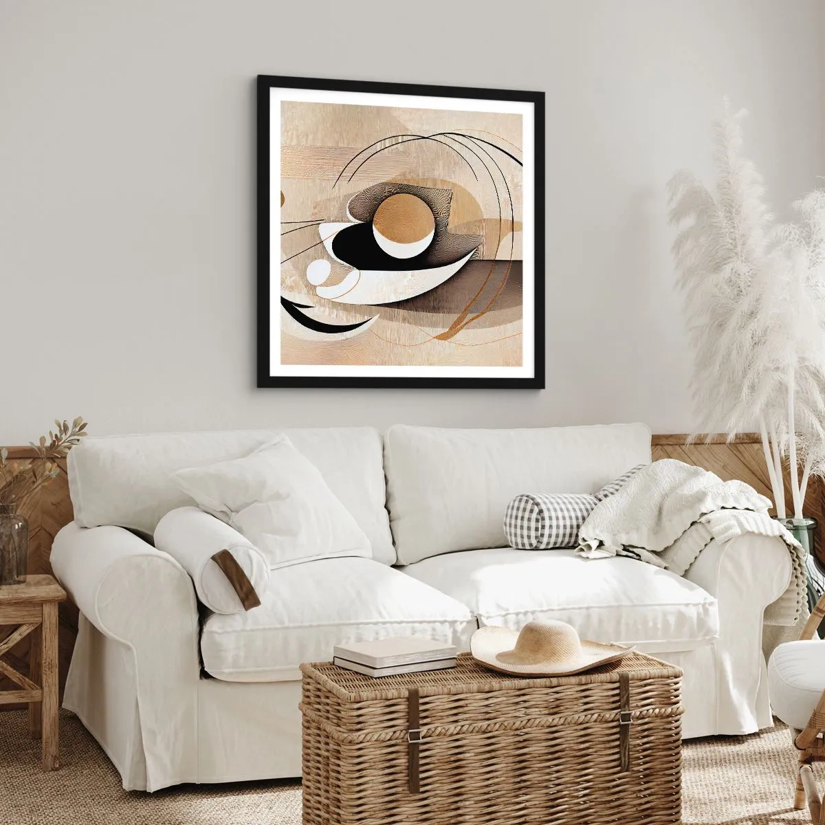 Affisch i svart ram - Komposition: essensen av saker och ting - 50x50 cm