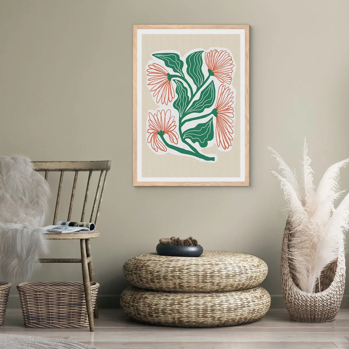 Affisch i ram av ljusek - Folkligt och modernt - 61x91 cm