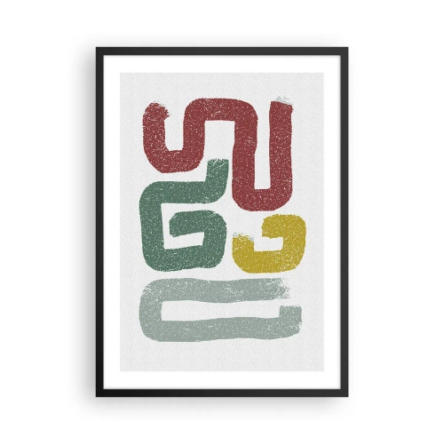 Affisch i svart ram - Abstrakta former i jordnära toner mot en ljus bakgrund - 50x70cm - På ett okänt språk - Modern väggdekoration för vardagsrum och sovrum ARTTOR