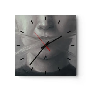 Väggklocka - Klocka på glas - Inte ett ord - 30x30 cm